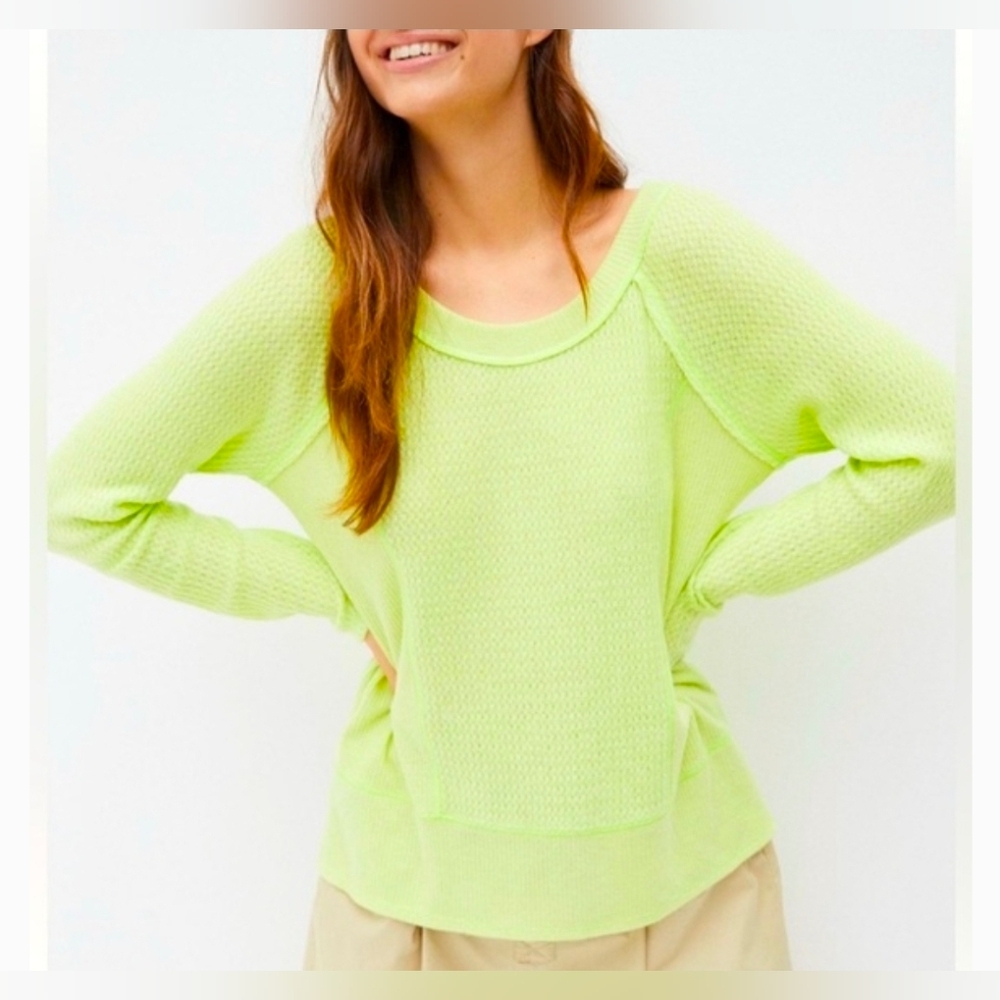 ❤️ ANTHROPOLOGIE ERI + ALI LIME GREEN SOFT KNIT PULLOVER TOP, MEDIUM